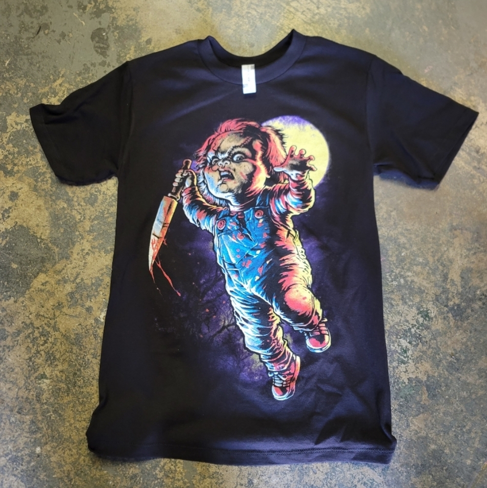 Chucky Graphic Tee - Black Horror Movie Shirt